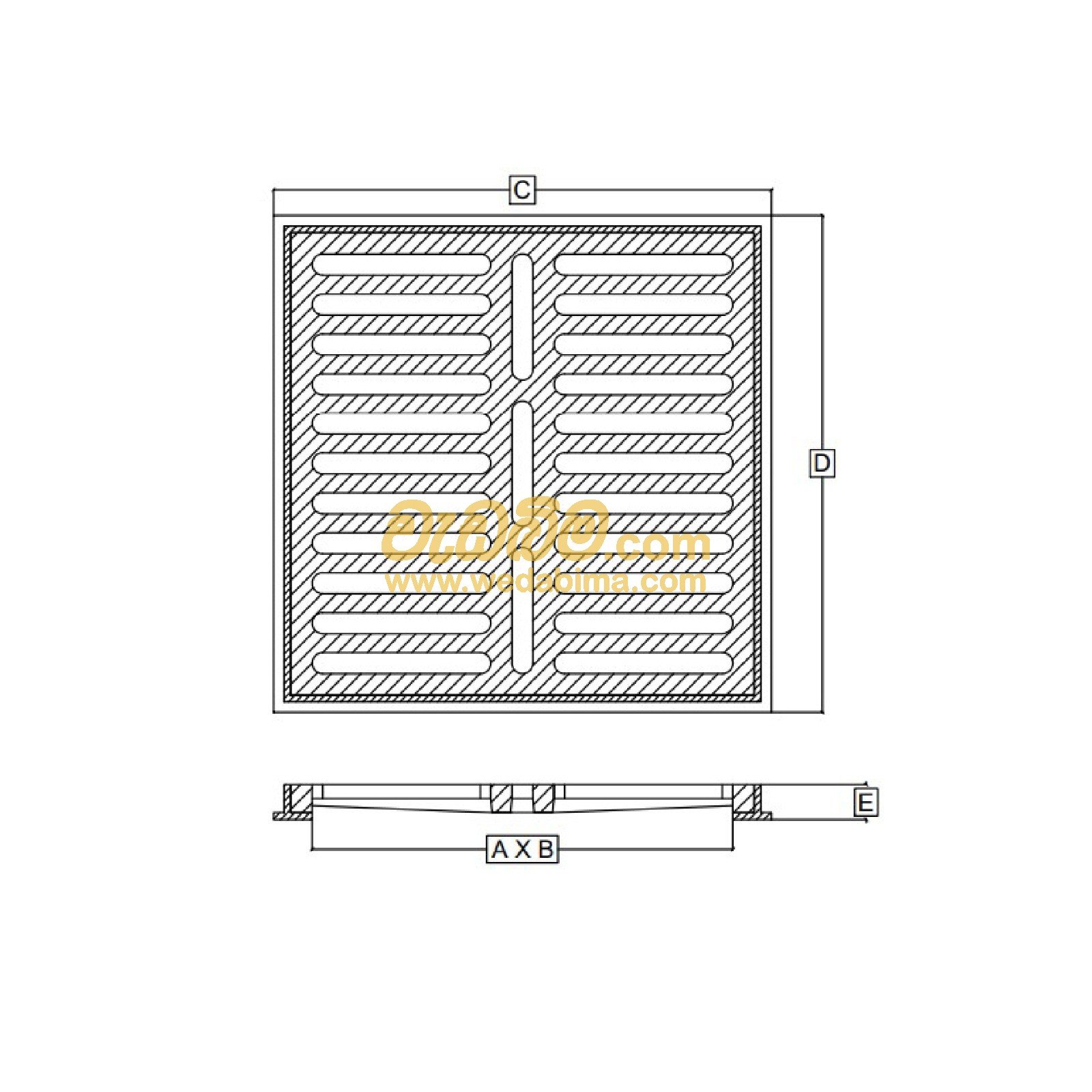 600mm x 600mm Clear open Cast-iron Grating cover with frame