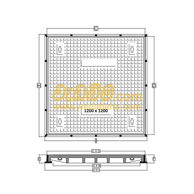 1080mm x 1080mm Clear Open Single Seal Cast-Iron Manhole Cover with Frame