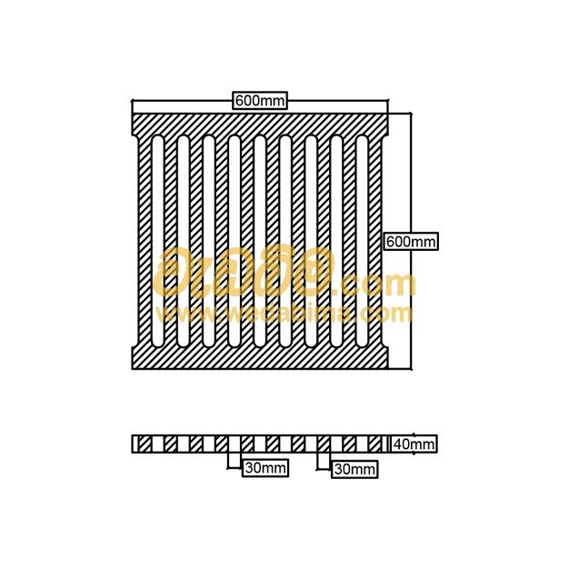 600mm x 600mm x 40mm Thick Cast-iron Grating